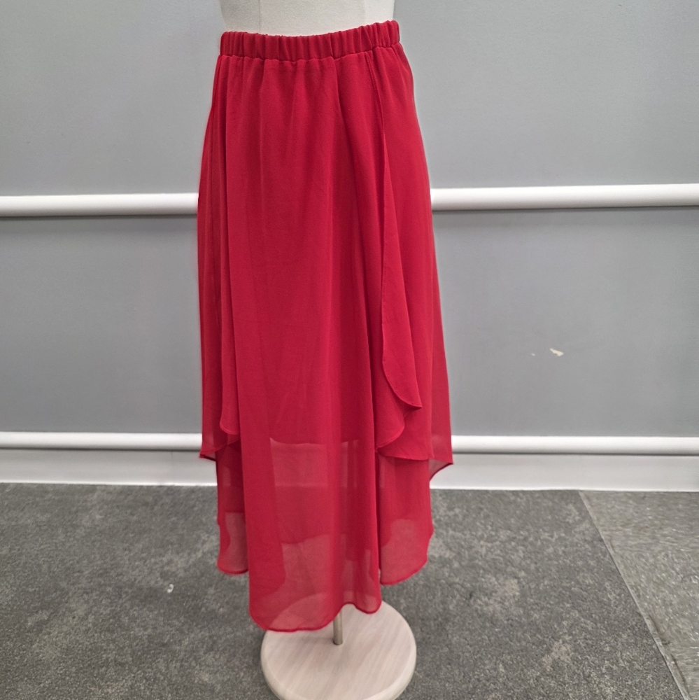 Carmen Marc Valvo Vibrant Red Midi Skirt